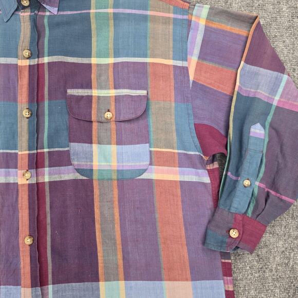 Ralph Lauren Shirt Womens 4 Multi Plaid Madras Long Sleeve Pocket Button Down - Picture 16 of 16